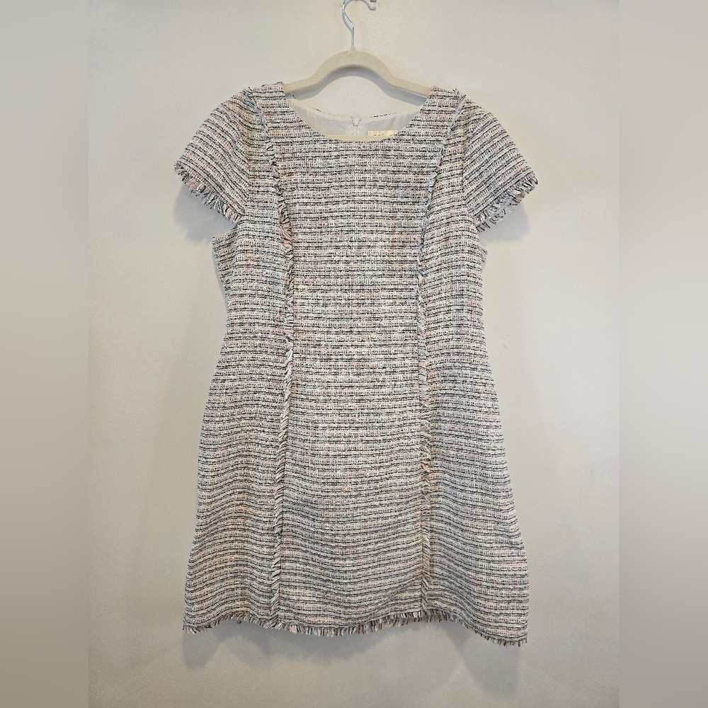 Eliza J Cap Sleeve Bouclé A-Line Dress Size 16 Nwt - Picture 4 of 15